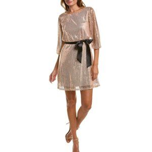Maison Tara Rose Gold Sequin Belted Dress